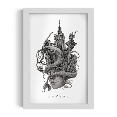 Fehér keret kép Varsó fekete-fehér