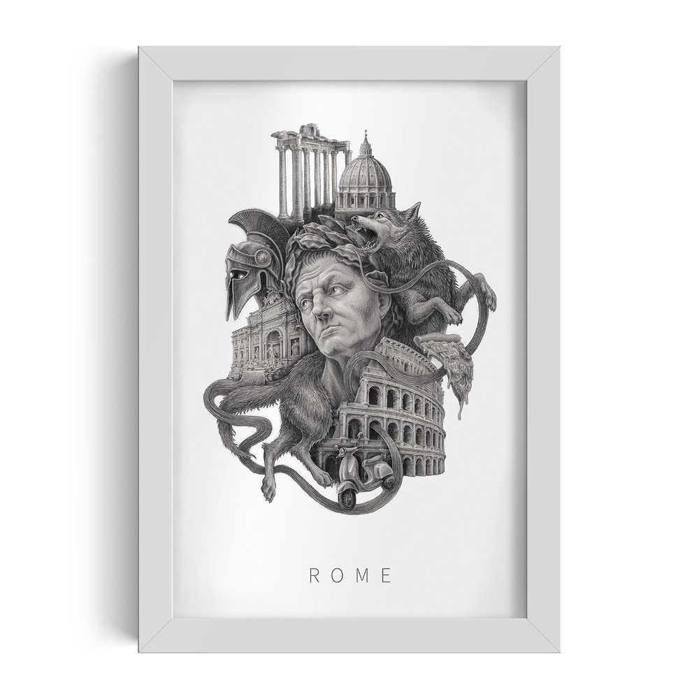 Fehér keret kép Róma Fekete és fehér