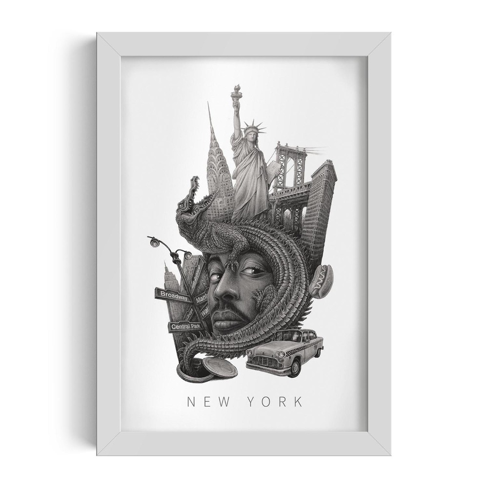 Fehér keret kép New York Fekete-fehér