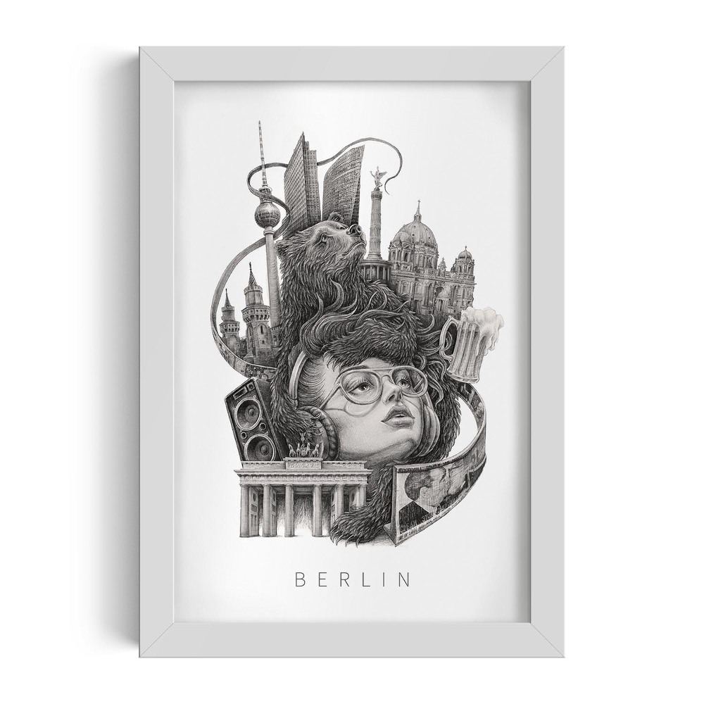 Fehér keret kép Berlin Fekete-fehér