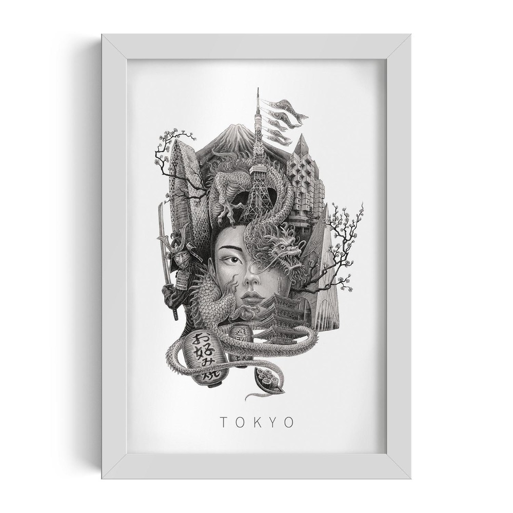 Fehér keret kép Tokió Fekete-fehér