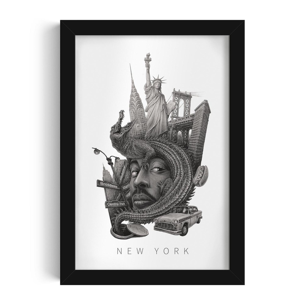 Fekete keretes kép New York Fekete-fehér