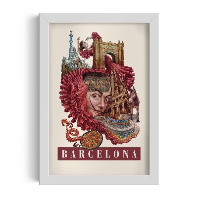 Fehér keret kép Barcelona Vintage