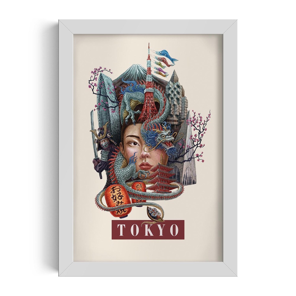 Fehér keret kép Tokió Vintage