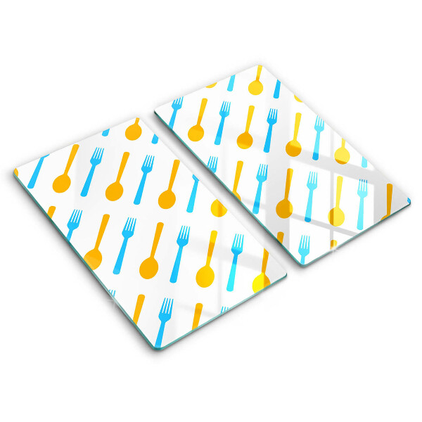 Edzett üveg vágódeszka Villák és kanalak 2 darab