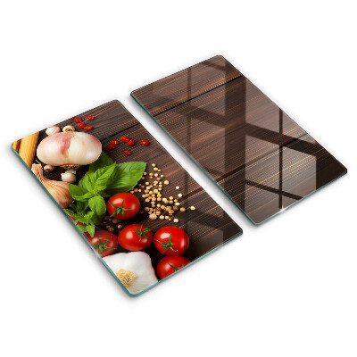 Edzett üveg vágódeszka Zöldségek az asztalon 2 darab