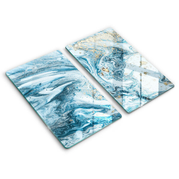 Edzett üveg vágódeszka Szerkezet arannyal 2 darab