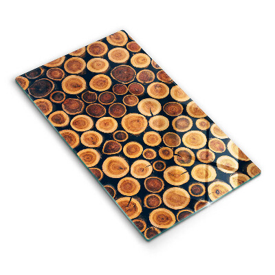 Üveg vágódeszka fényképpel Fából készült fatörzsek