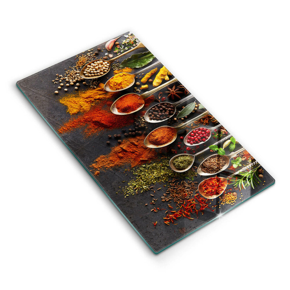 Üveg vágódeszka fényképpel Kanálnyi fűszer