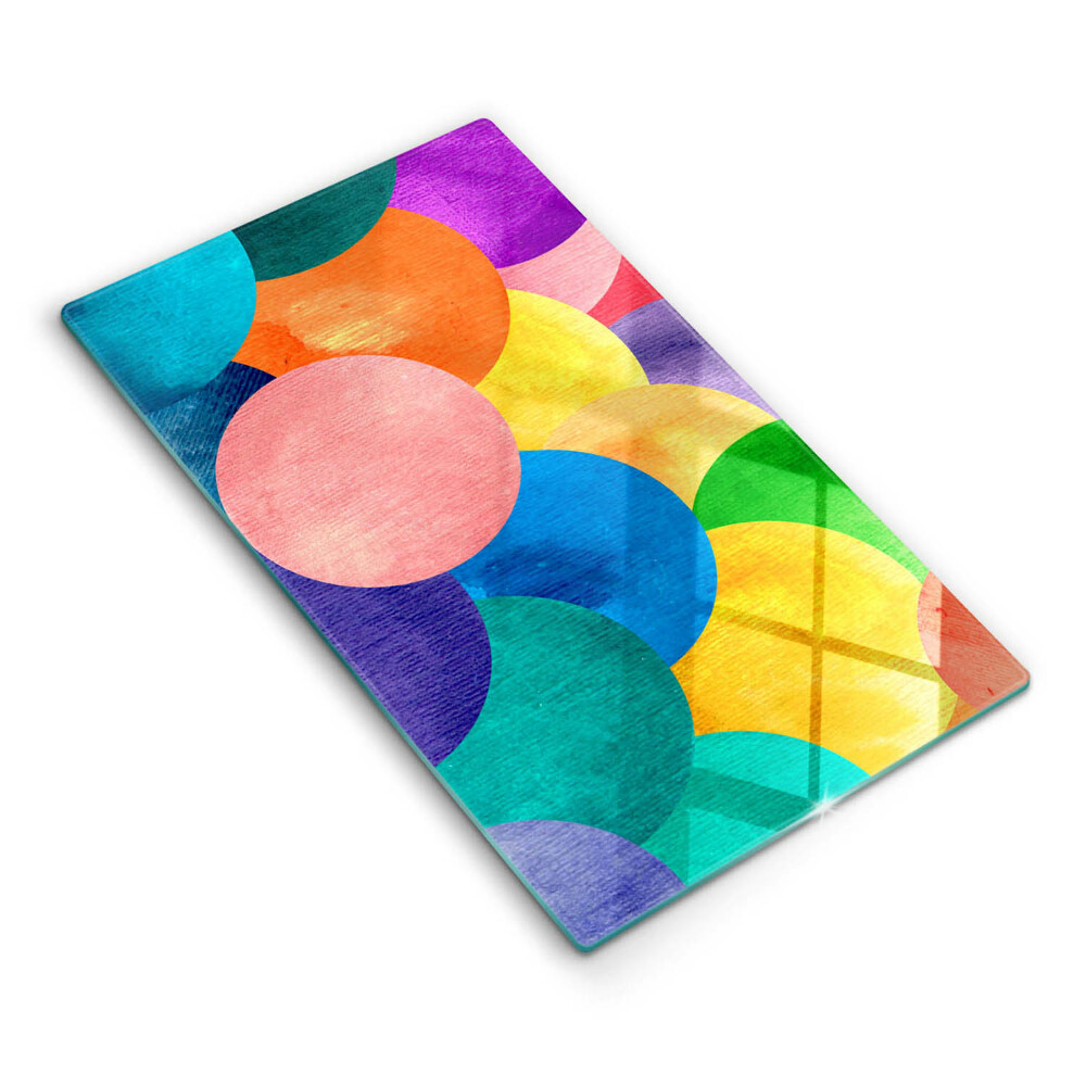 Üveg vágódeszka fényképpel Színes körök