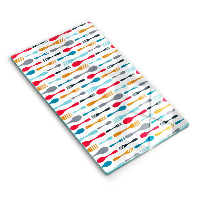 Üveg vágódeszka fényképpel Egy kanál illusztrációja