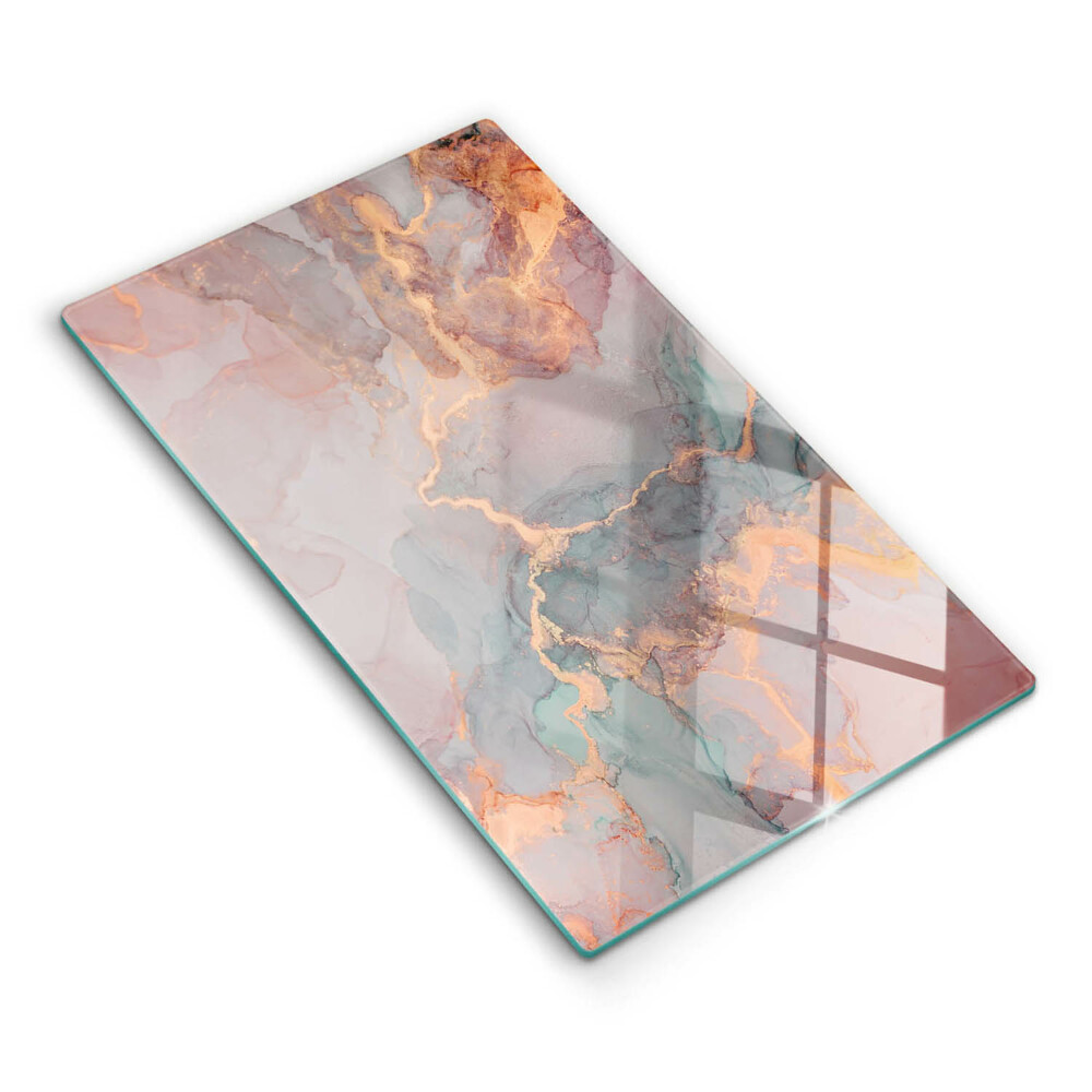 Üveg vágódeszka fényképpel Márvány arannyal