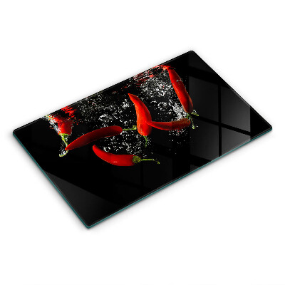 Üveg vágódeszka Chilipaprika vízben