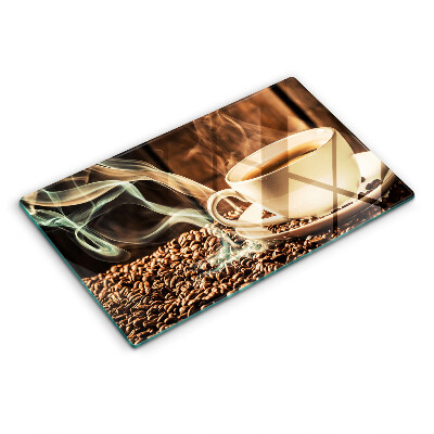 Üveg vágódeszka Csésze és kávébabok