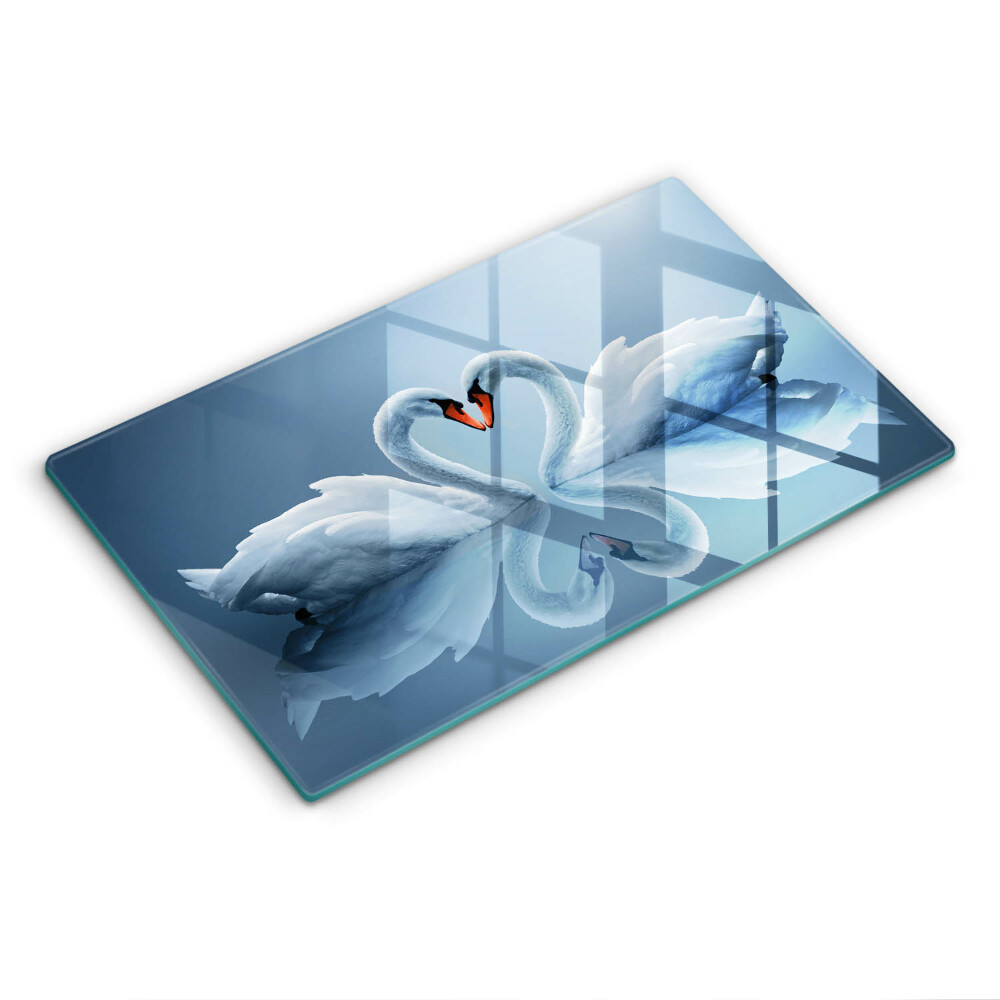 Üveg vágódeszka Két hattyú szíve