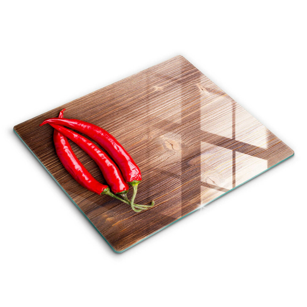 Edzett üveg vágódeszka 60x52 cm Chili paprika fán