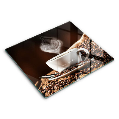 Edzett üveg vágódeszka 60x52 cm Kávé és egy csésze