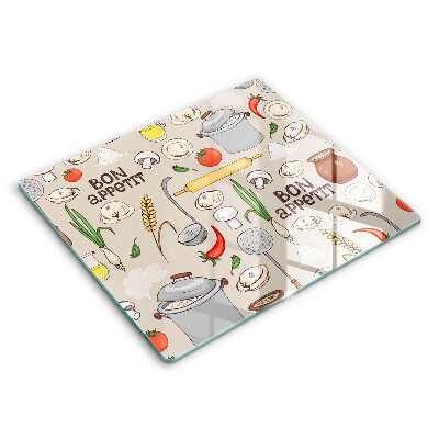 Edzett üveg vágódeszka 60x52 cm Illusztráció egy konyha