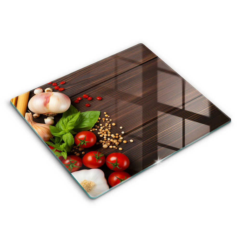 Edzett üveg vágódeszka 60x52 cm Zöldségek az asztalon