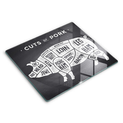 Edzett üveg vágódeszka 60x52 cm Disznóhús