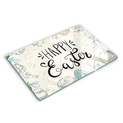 Üveg vágódeszka fényképpel 80x52 cm Boldog húsvét felirat