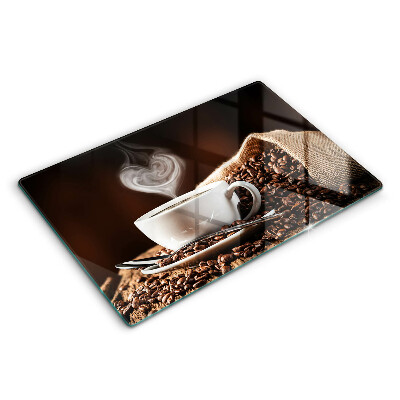 Üveg vágódeszka fényképpel 80x52 cm Kávé és egy csésze
