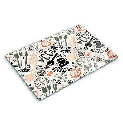 Üveg vágódeszka fényképpel 80x52 cm Rajzolás konyhai motívum