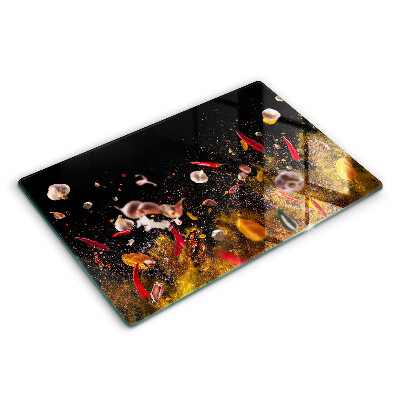 Üveg vágódeszka fényképpel 80x52 cm Fűszeres fűszerek