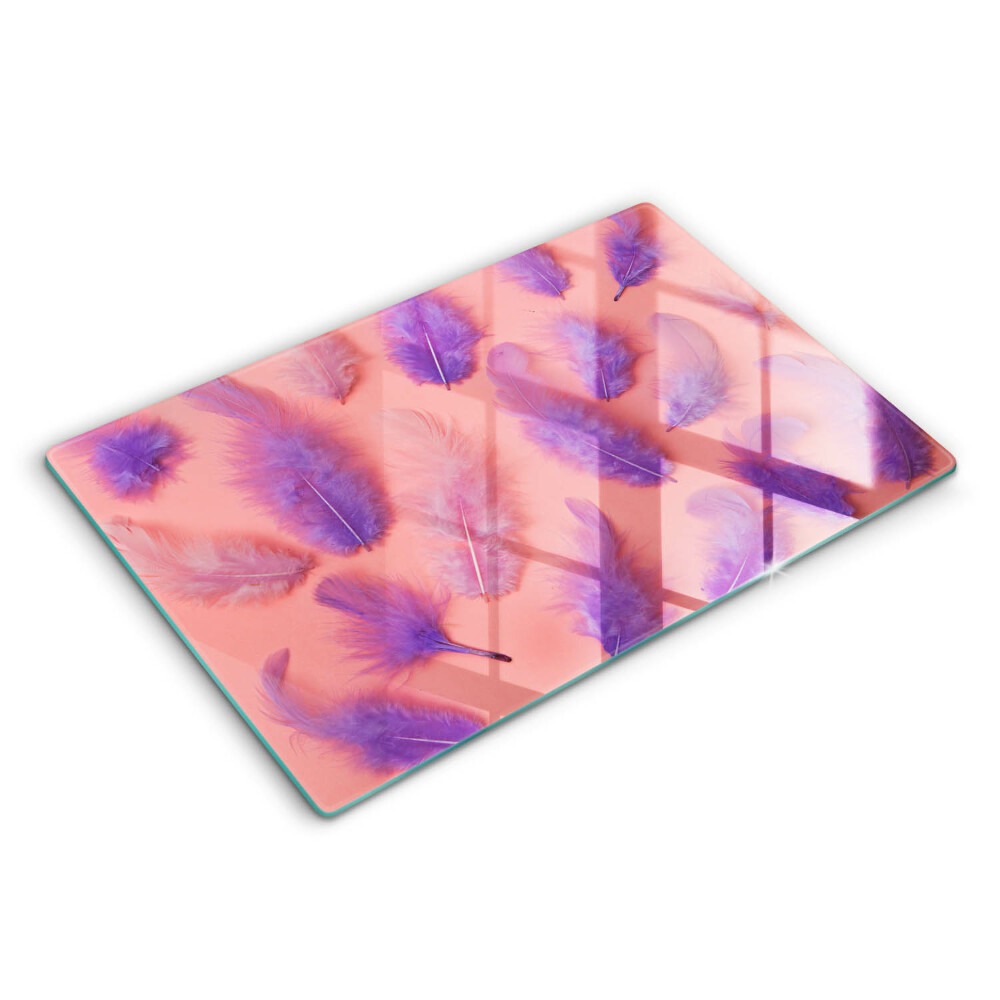 Üveg vágódeszka fényképpel 80x52 cm Bolyhos tollak