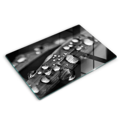 Üveg vágódeszka fényképpel 80x52 cm Harmatcseppek a leveleken