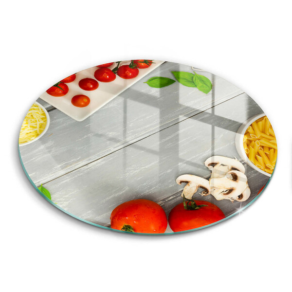 Üveg vágódeszka fényképpel kerek Konyhai ételek