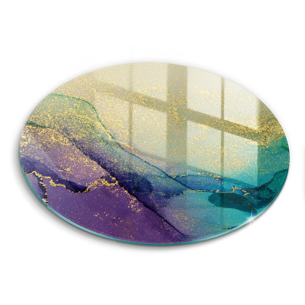 Edzett üveg vágódeszka kerek Háttér arannyal
