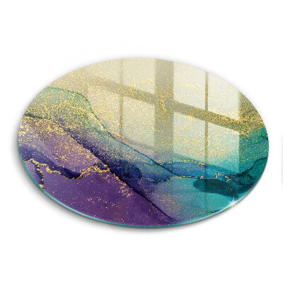Edzett üveg vágódeszka kerek Háttér arannyal