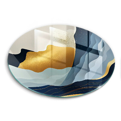 Edzett üveg vágódeszka kerek Absztrakt hegyek