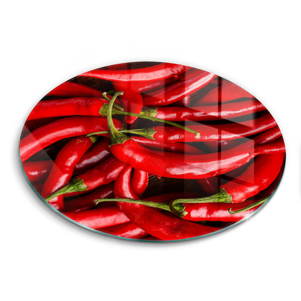 Edzett üveg vágódeszka kerek Csípős chili paprika