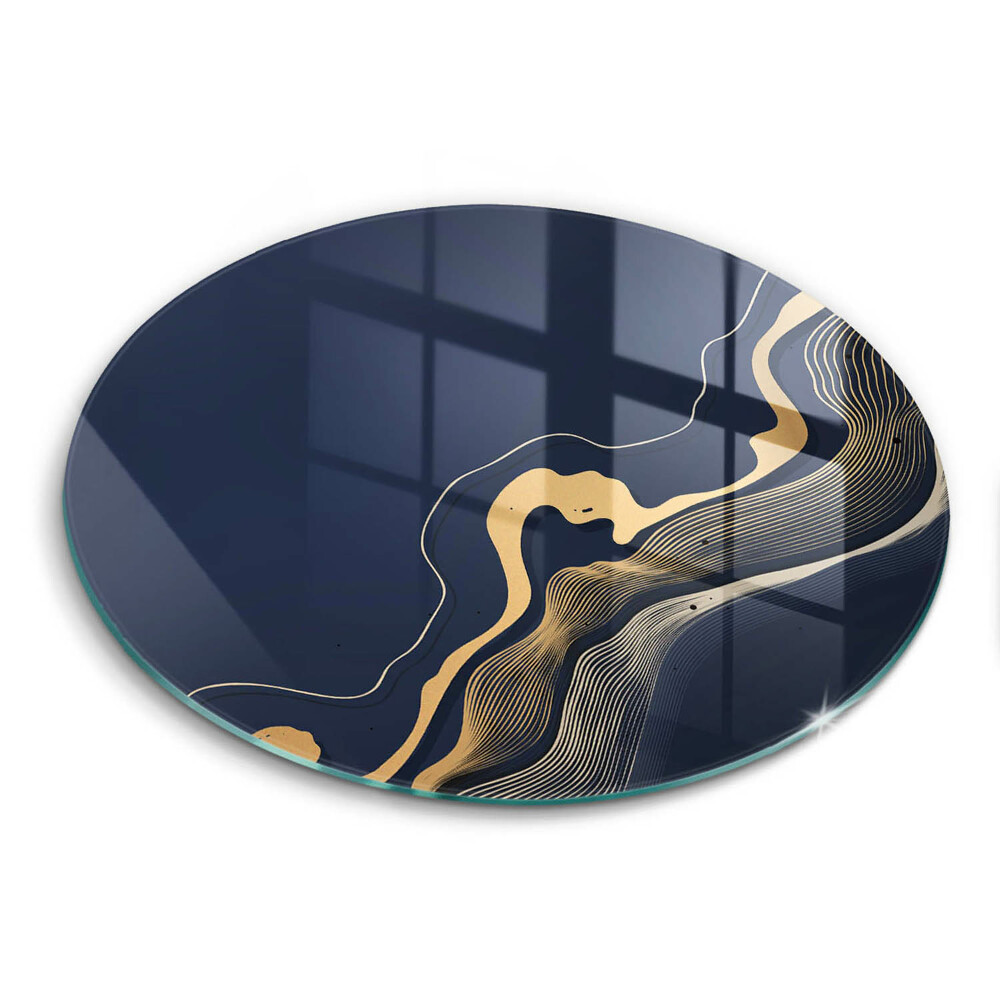 Edzett üveg vágódeszka kerek Absztrakt arany vonalak