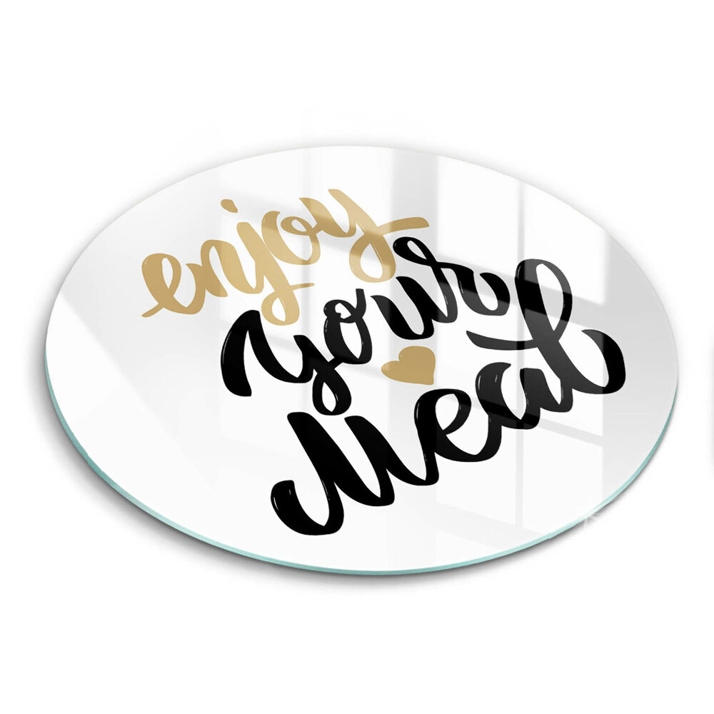 Üveg vágódeszka kerek Felirat Jó étvágyat az ételhez