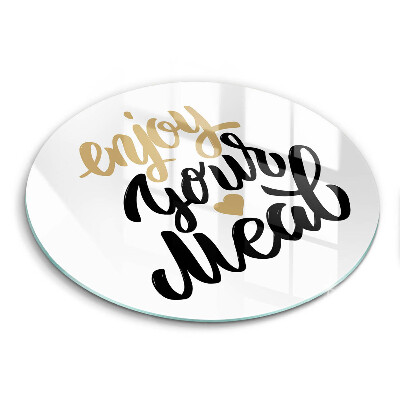 Üveg vágódeszka kerek Felirat Jó étvágyat az ételhez
