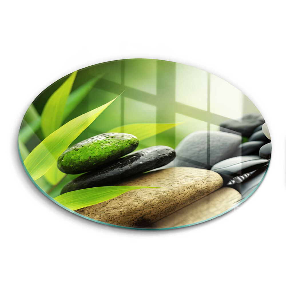 Edzett üveg vágódeszka kerek Zen bambuszkövek