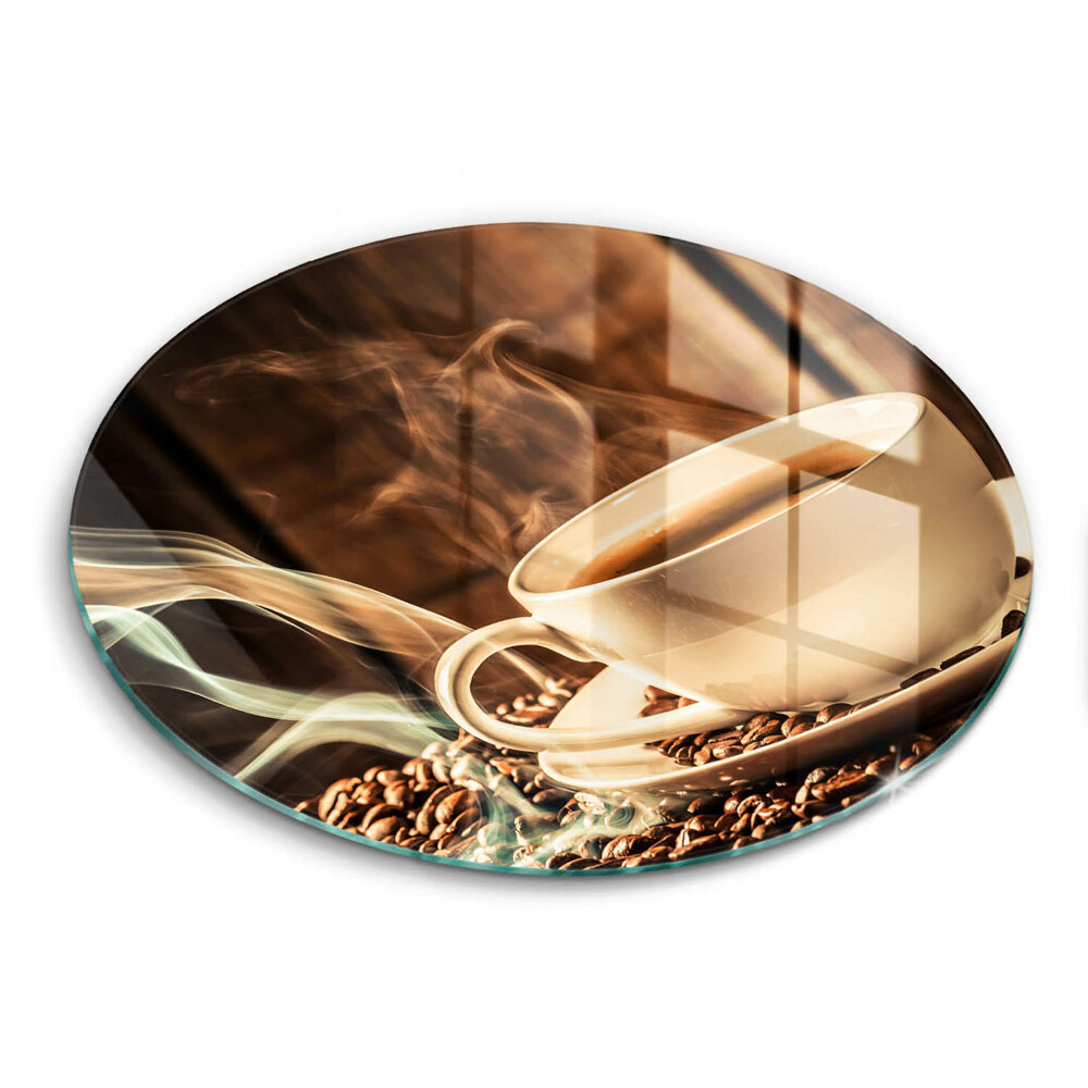 Üveg vágódeszka kerek Csésze és kávébab