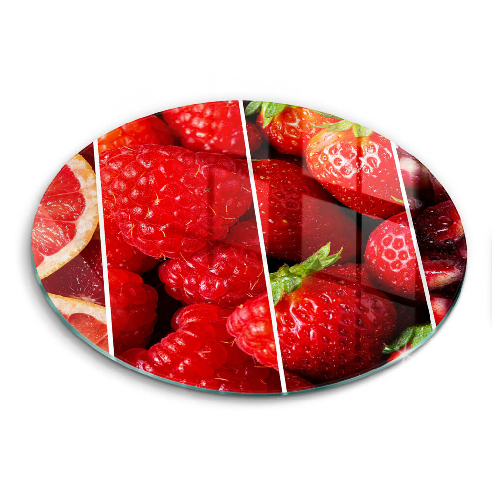 Üveg vágódeszka kerek Színes gyümölcsök