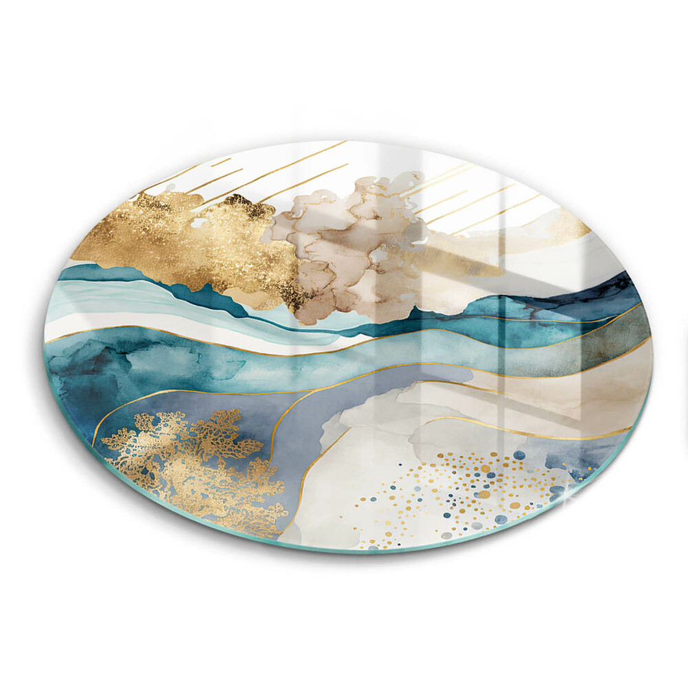 Üveg vágódeszka kerek Színes márvány