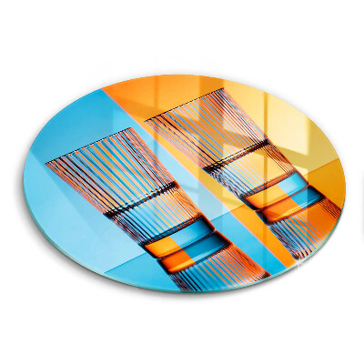 Üveg vágódeszka kerek Két pohár víz