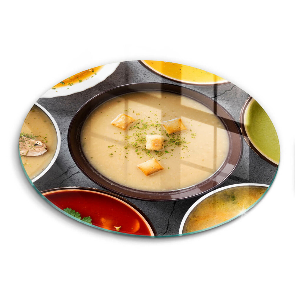 Üveg vágódeszka fényképpel kerek Színes levesek