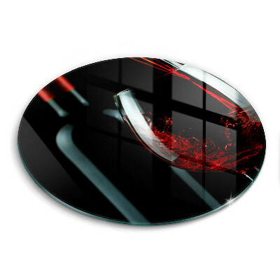 Üveg vágódeszka fényképpel kerek Borosüveg és pohár