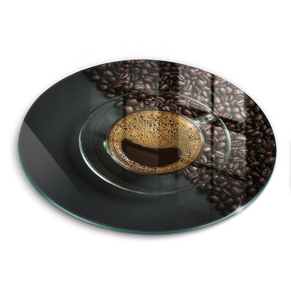 Üveg vágódeszka kerek Kávé és bab