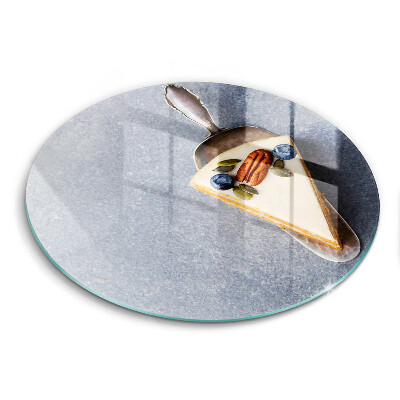 Üveg vágódeszka fényképpel kerek Tortadarab