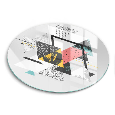 Edzett üveg vágódeszka kerek Absztrakt háromszögek