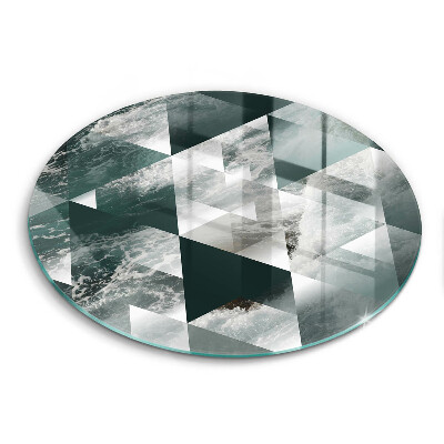 Edzett üveg vágódeszka kerek Háromszögek és víz