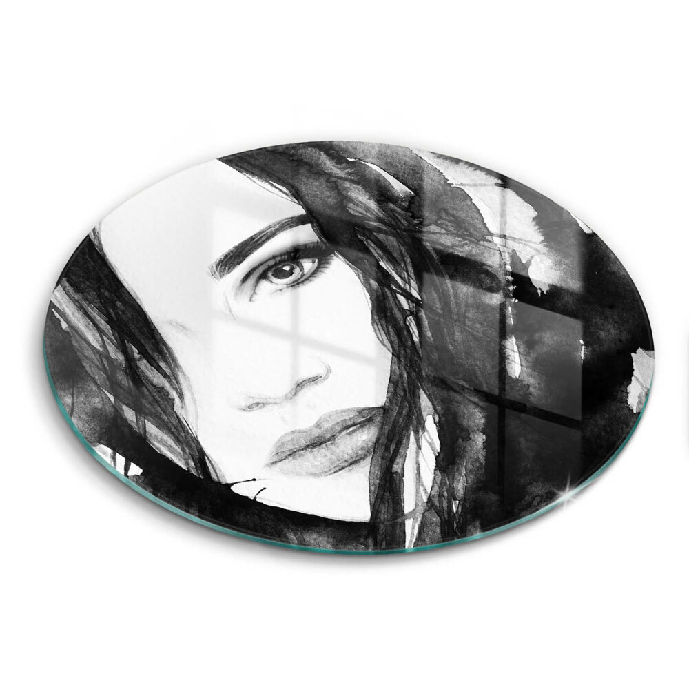 Üveg vágódeszka kerek Női arc